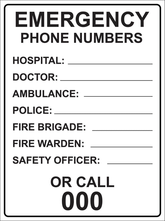 Emergency Information Details Sign