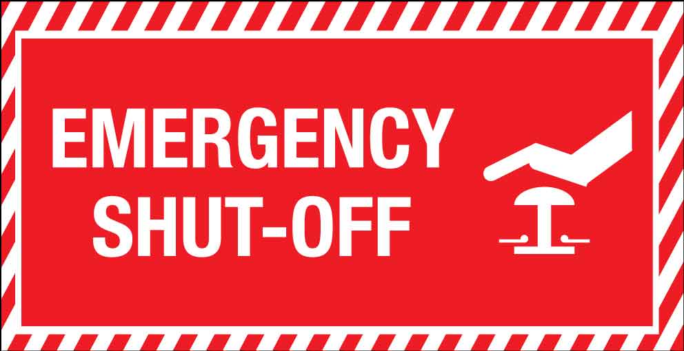 Emergency Shut Off Button Small Sign