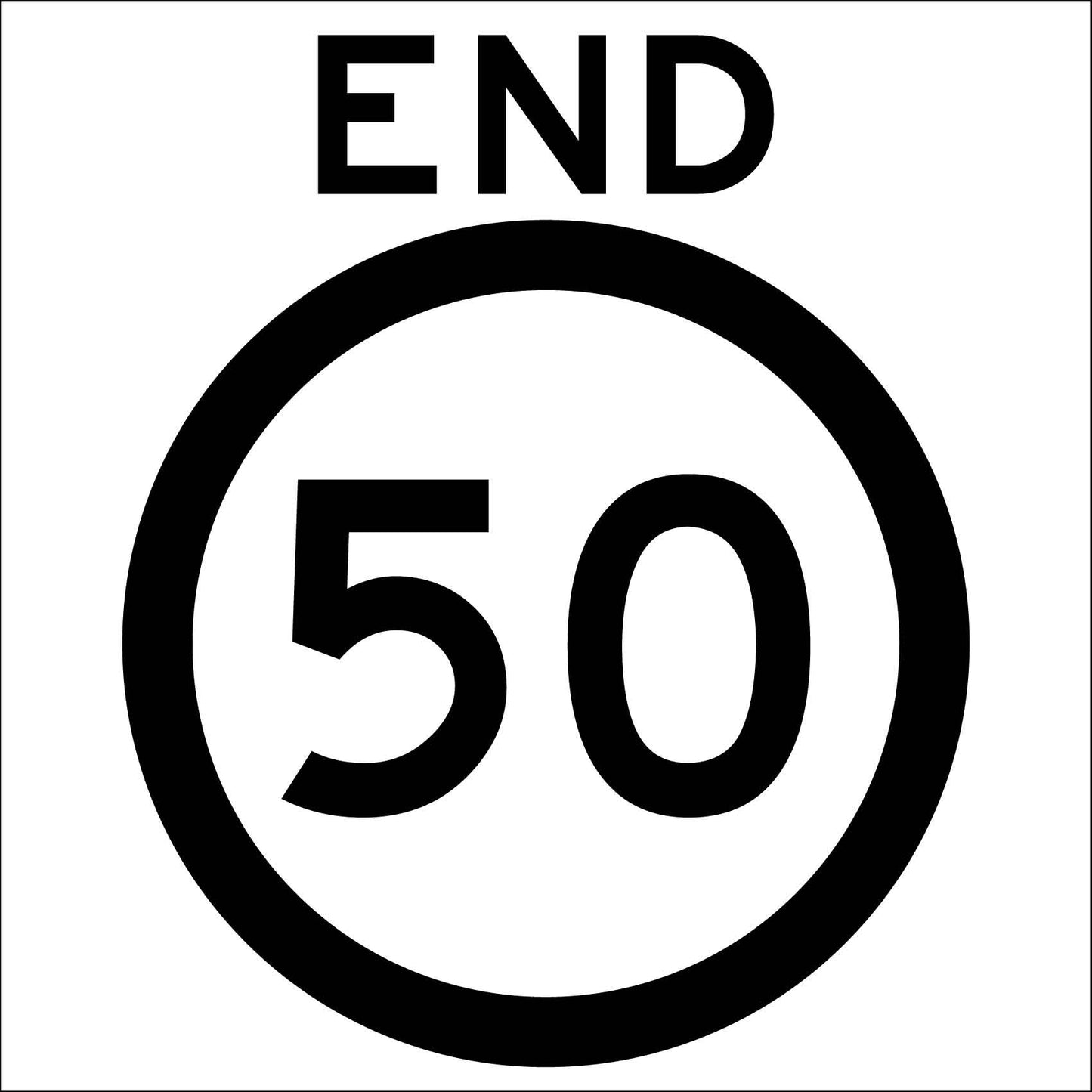 End 50km Multi Message Reflective Traffic Sign