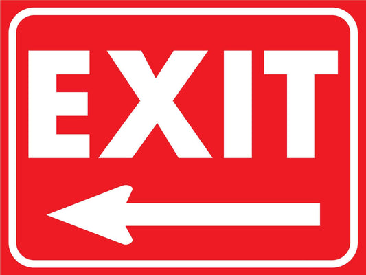 Exit Red (Left Arrow) Sign