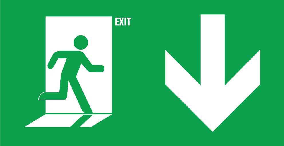 Exit Sign Arrow Down Small Sign – New Signs