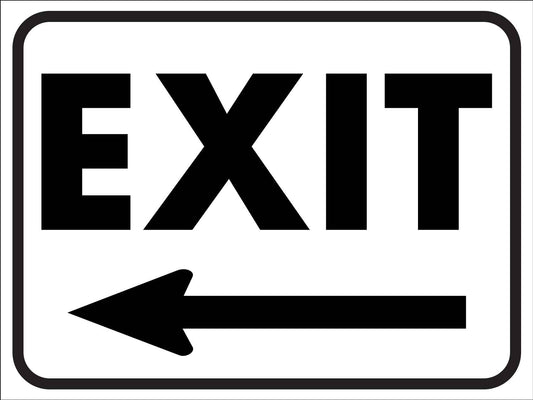Exit Black and White (Left Arrow) Sign