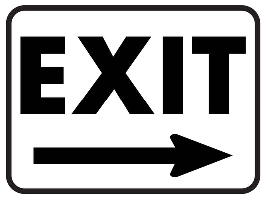 Exit Black and White (Right Arrow) Sign