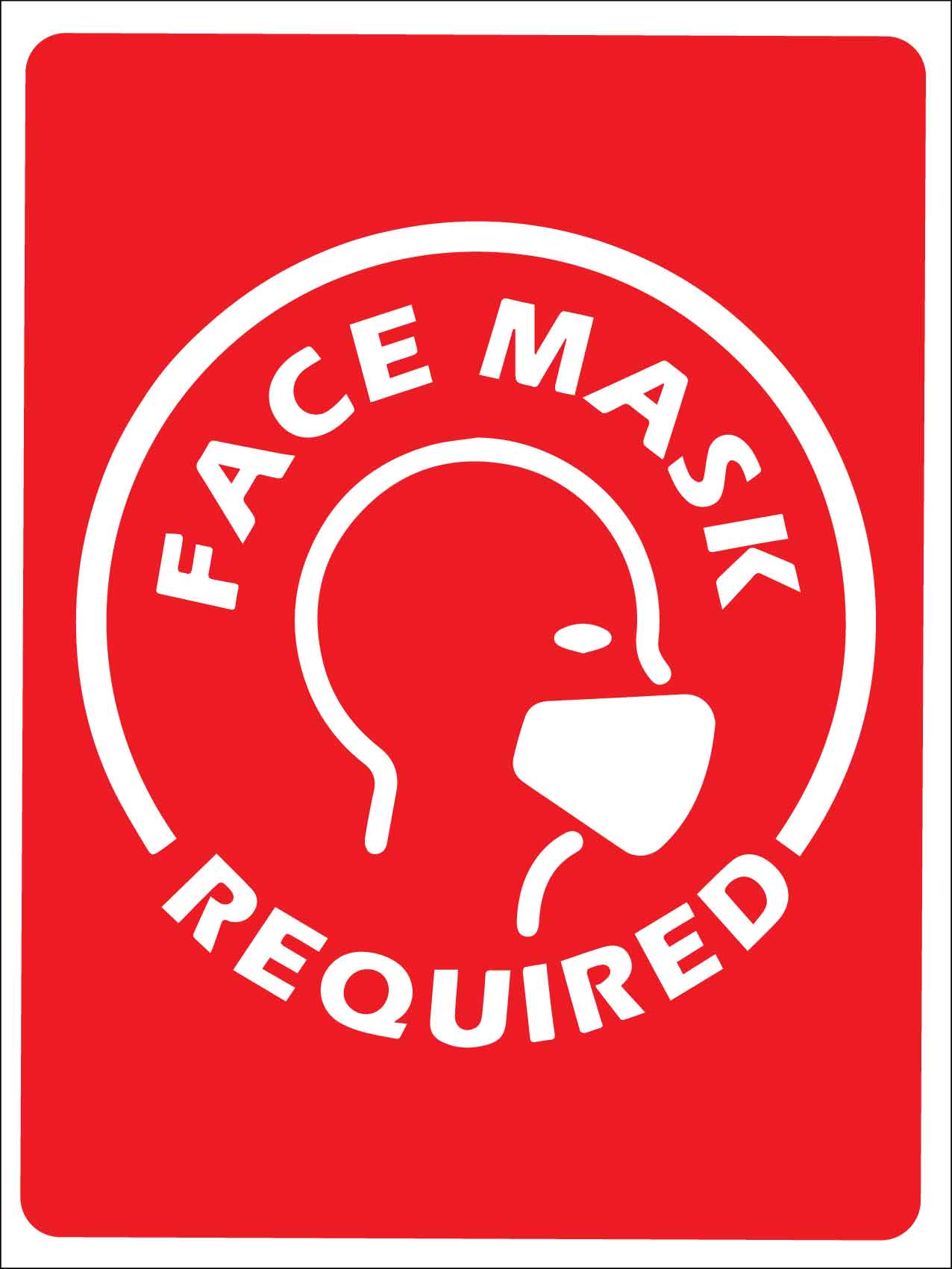 Face Mask Required Image Red Sign