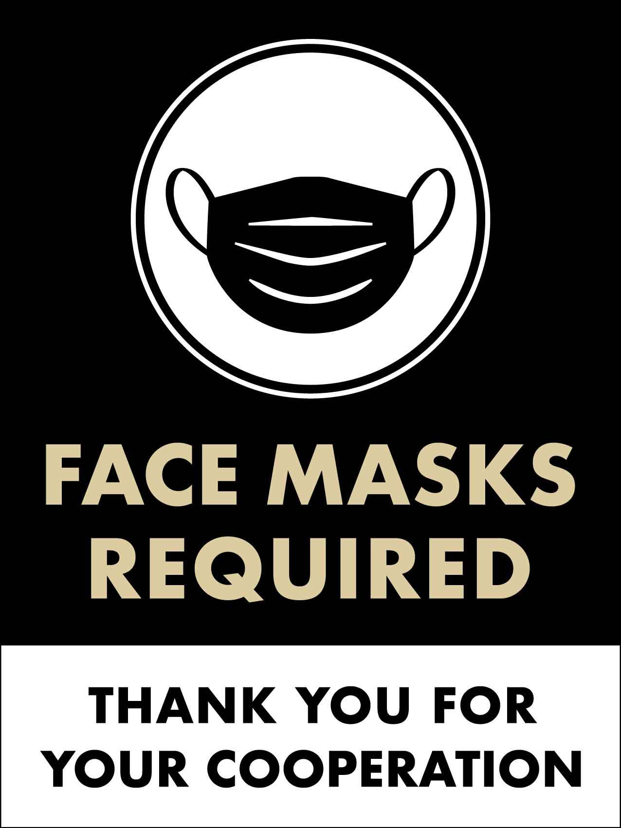 Face Masks Required Thank You Black Sign