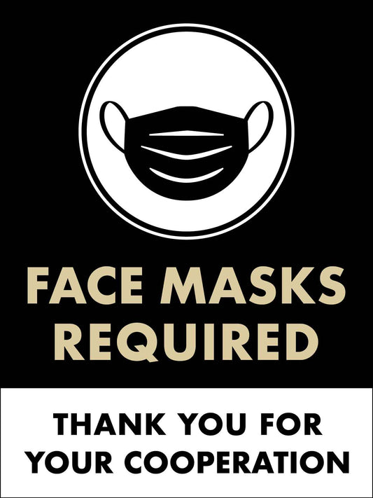 Face Masks Required Thank You Black Sign