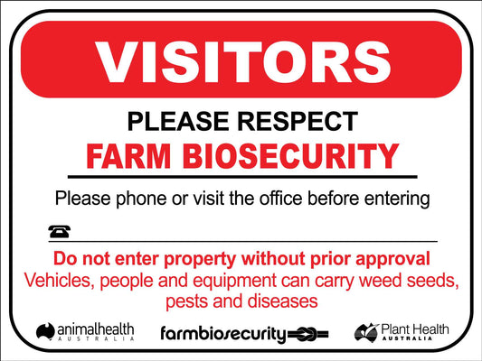 Farm Biosecurity Visitors Logos Sign