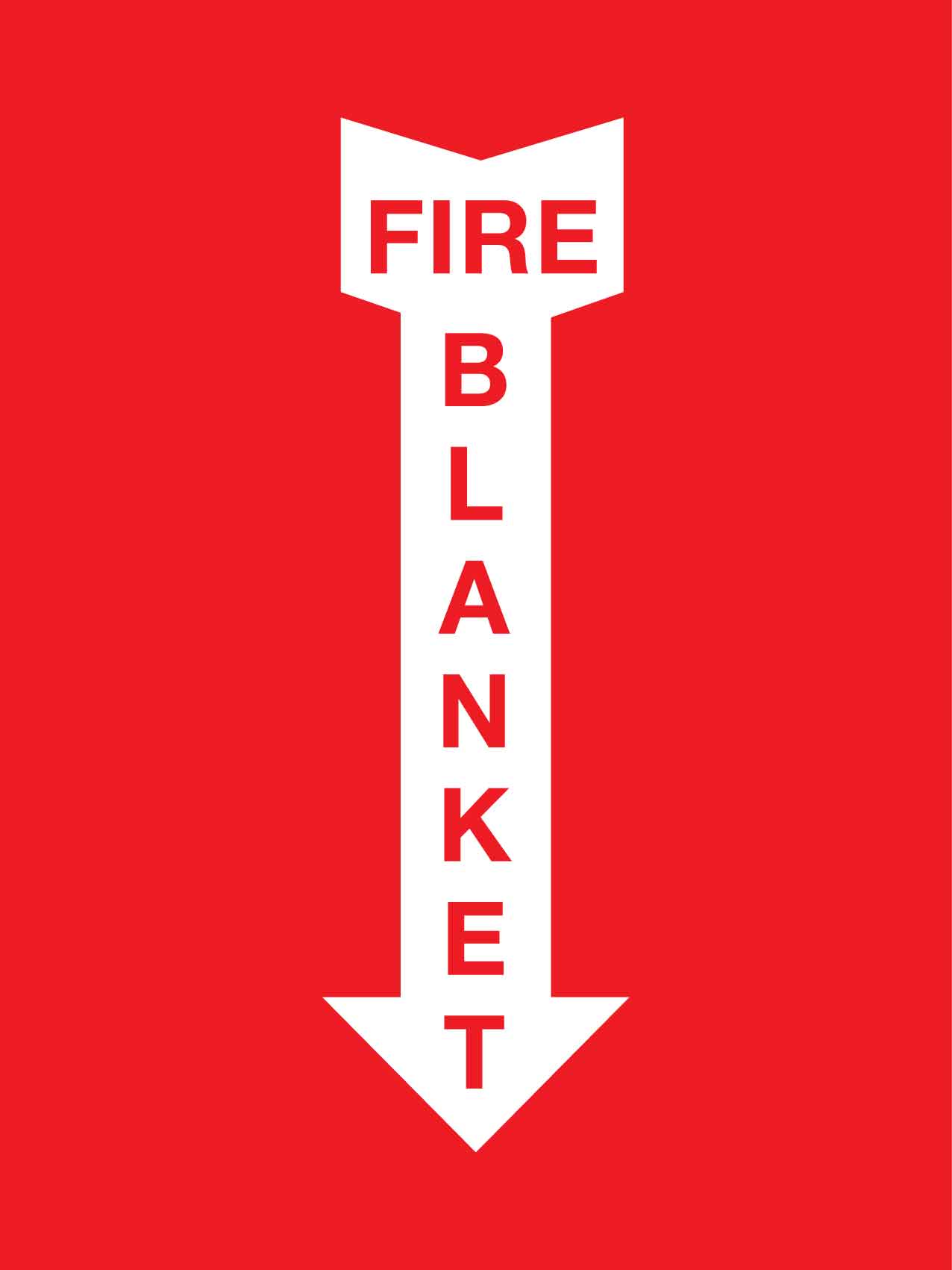 Fire Blanket Arrow Down Sign