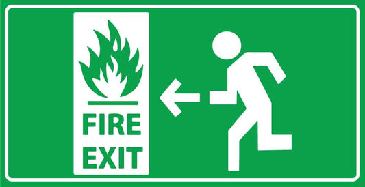 Fire Exit Running Man (Left Arrow) Small Sign