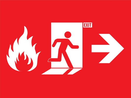 Fire Exit with Fire Icon (Right Arrow) Sign