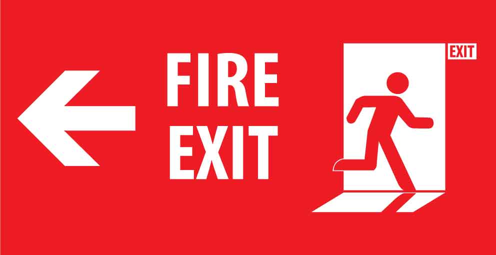 Fire Exit with Icon (Left Arrow) Small Sign