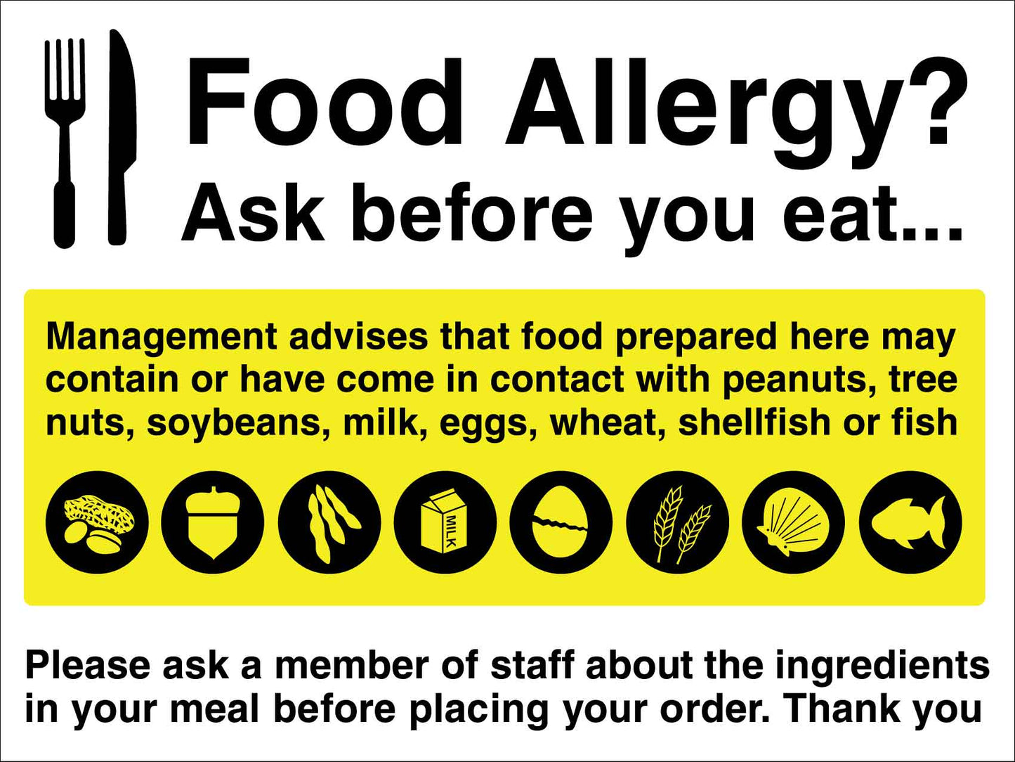 Food Allergy Ask Before You Eat Sign