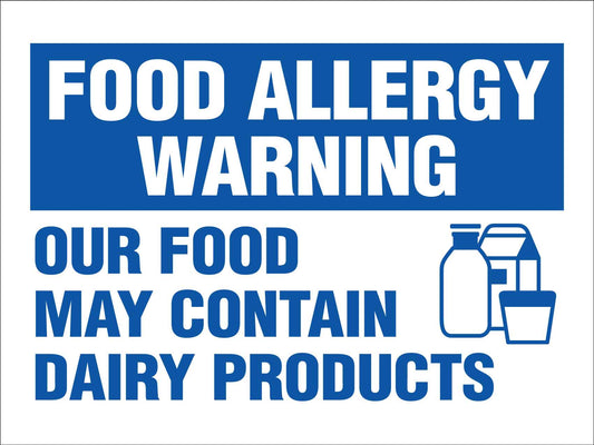 Food Allergy Warning Dairy Products Sign
