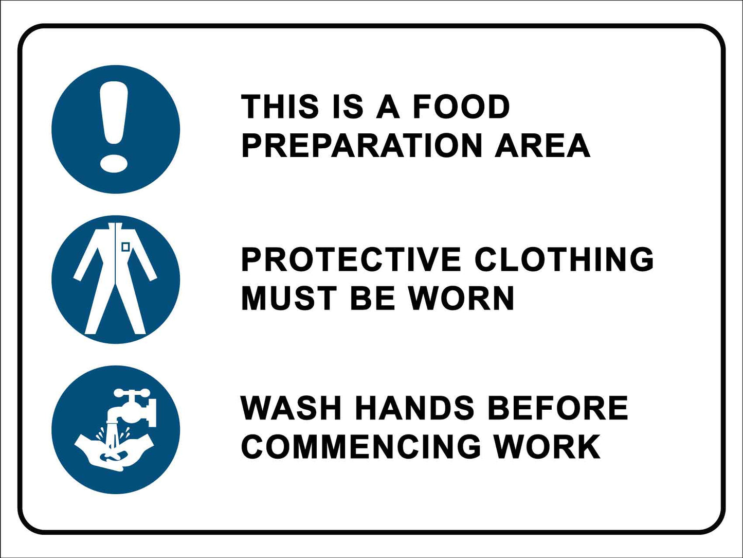 Food Preparation Area Sign