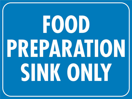 Food Preparation Sink Sign