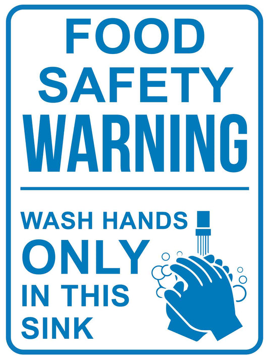 Food Safety Warning Wash Hands Only Sign