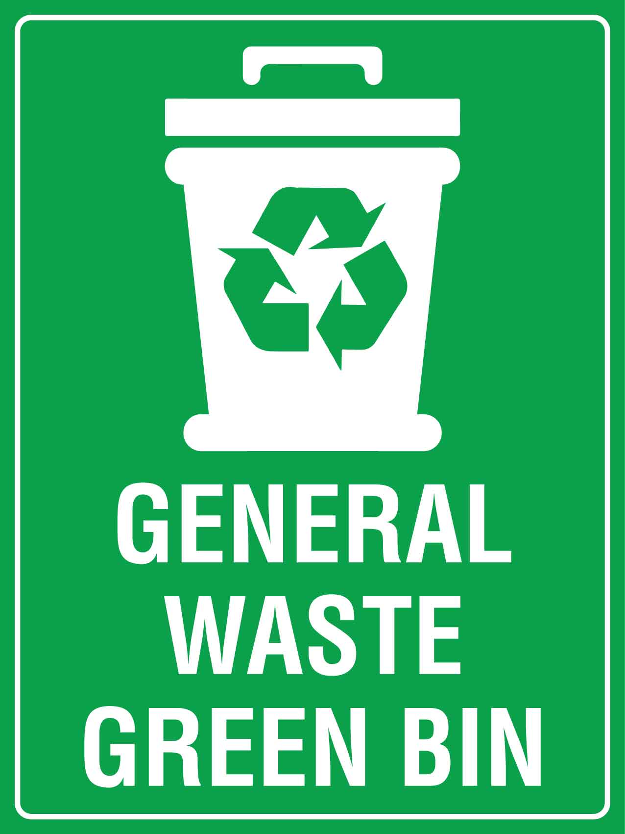 General Waste Green Bin Sign – New Signs