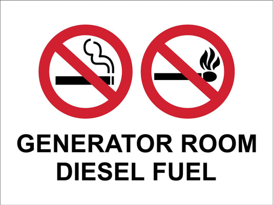 Generator Room Diesel Fuel No Smoking No Vaping Sign