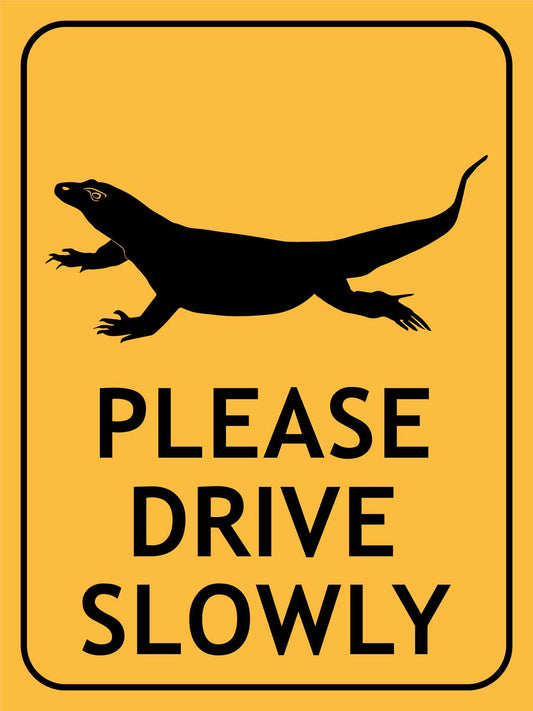 Goanna Please Drive Slowly Sign