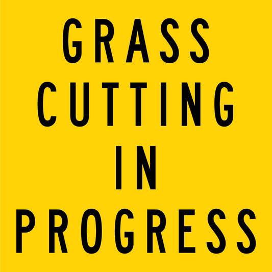 Grass Cutting in Progress Multi Message Reflective Traffic Sign