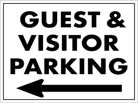 Guest and Visitor Parking Left Arrow Sign