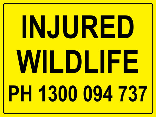 Injured Wildlife New South Wales Bright Yellow Sign