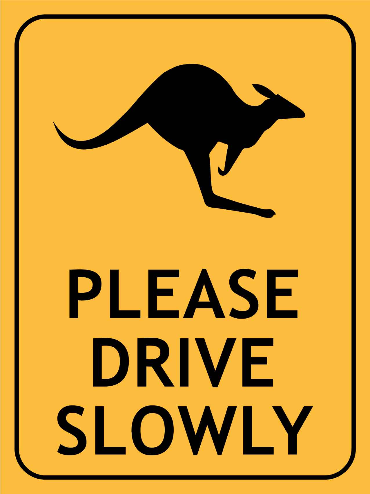 Kangaroo Please Drive Slowly Sign