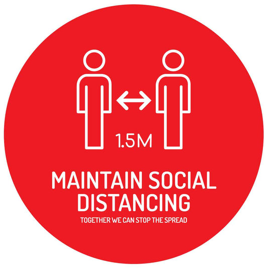 Maintain Social Distancing Floor Graphic Sign - Red And White