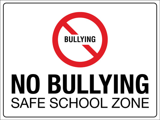 No Bullying Safe School Zone Symbol Sign