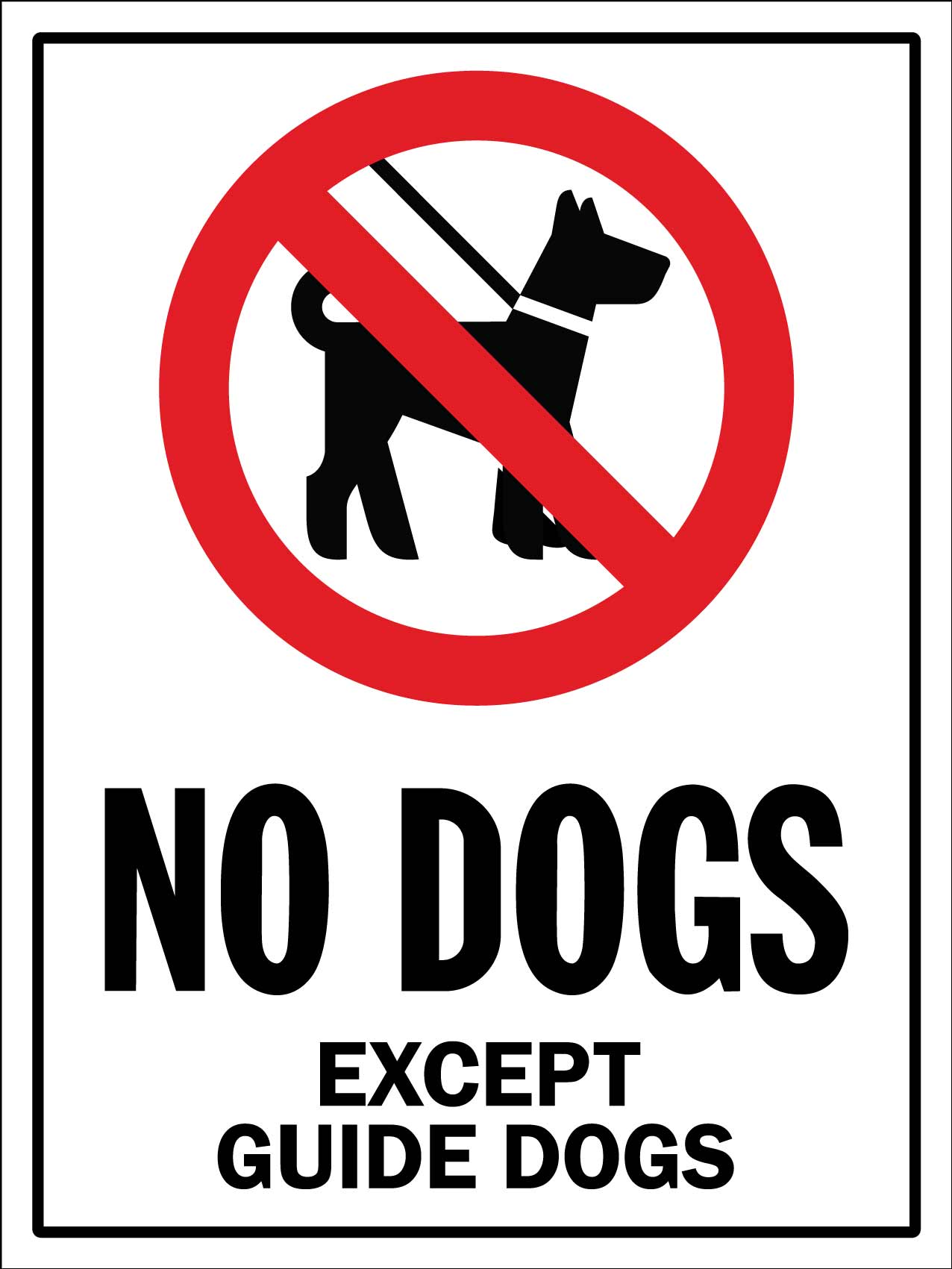 No Dogs Except Guide Dogs Sign