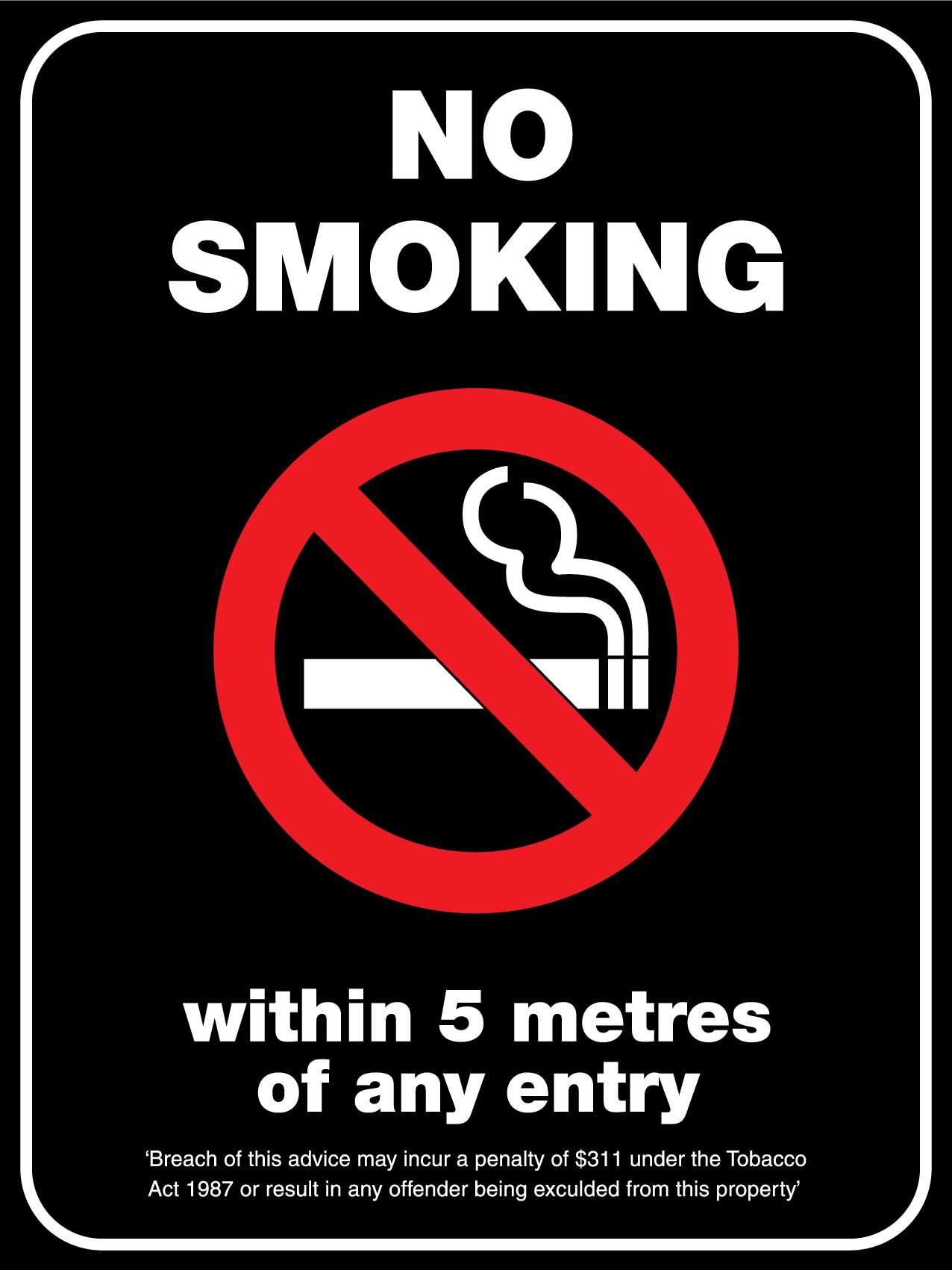 No Smoking Black Sign