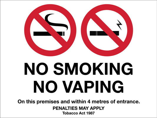 No Smoking No Vaping - 4 Metres of Entrance Sign