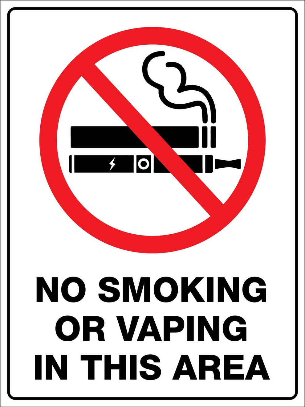 No Smoking Or Vaping In This Area Sign – New Signs