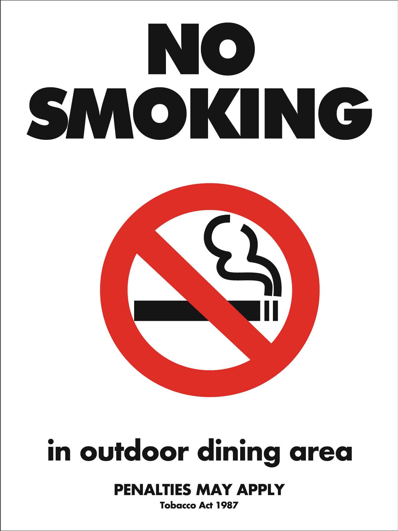No Smoking Sign in Dining Area Sign