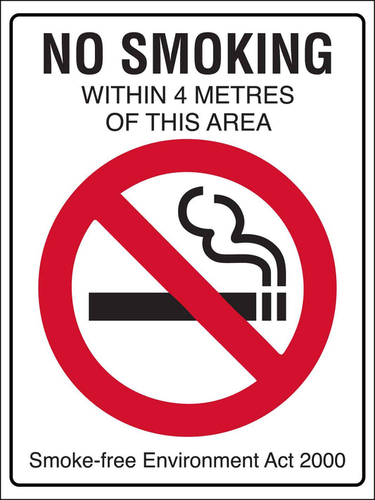 No Smoking Within 4 Meters Of This Area Sign