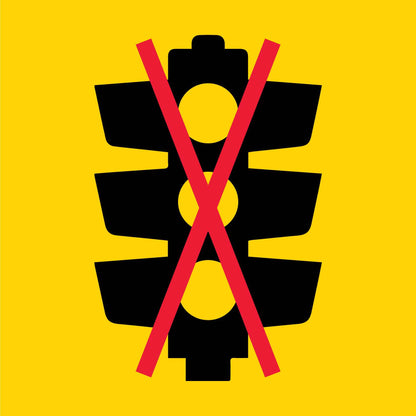 No Traffic Lights Symbol Multi Message Reflective Traffic Sign