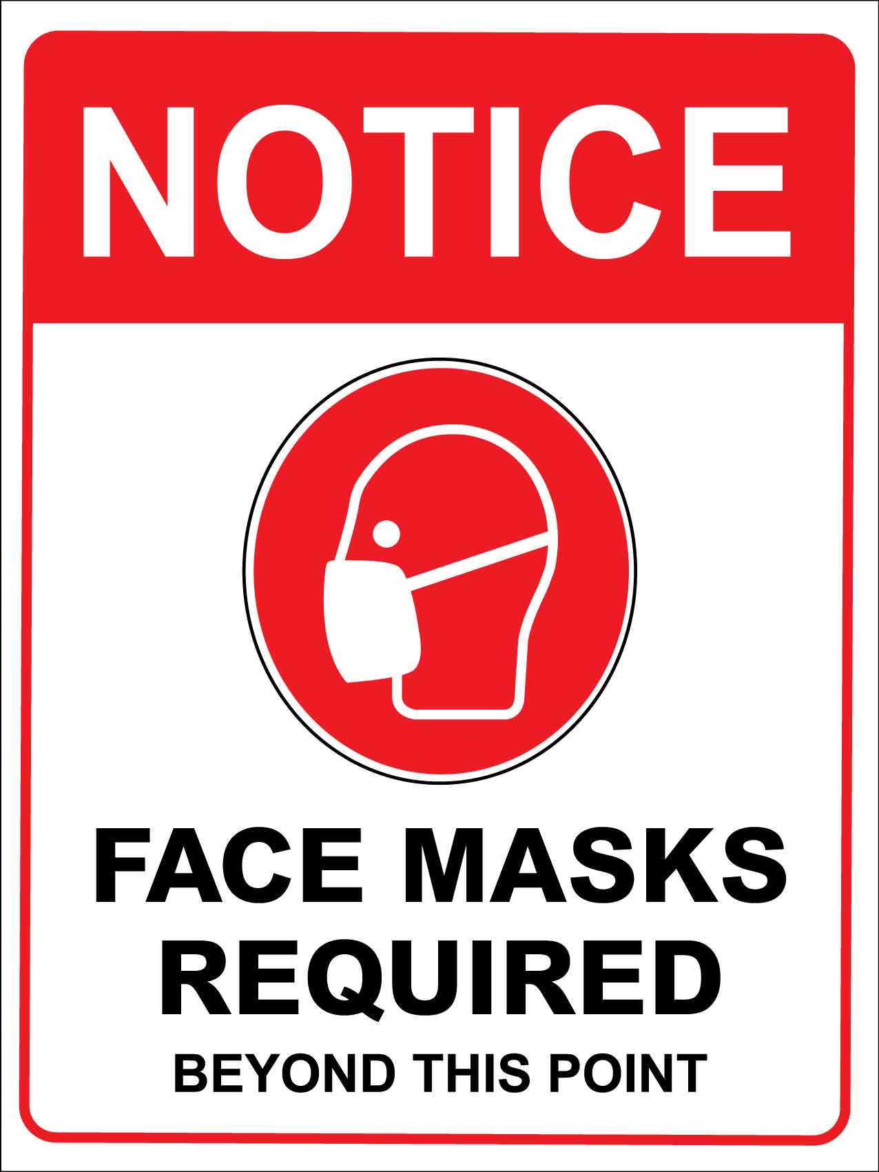 Notice Face Mask Required Beyond This Point Red Sign