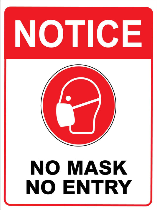 Notice No Mask No Entry Red Sign