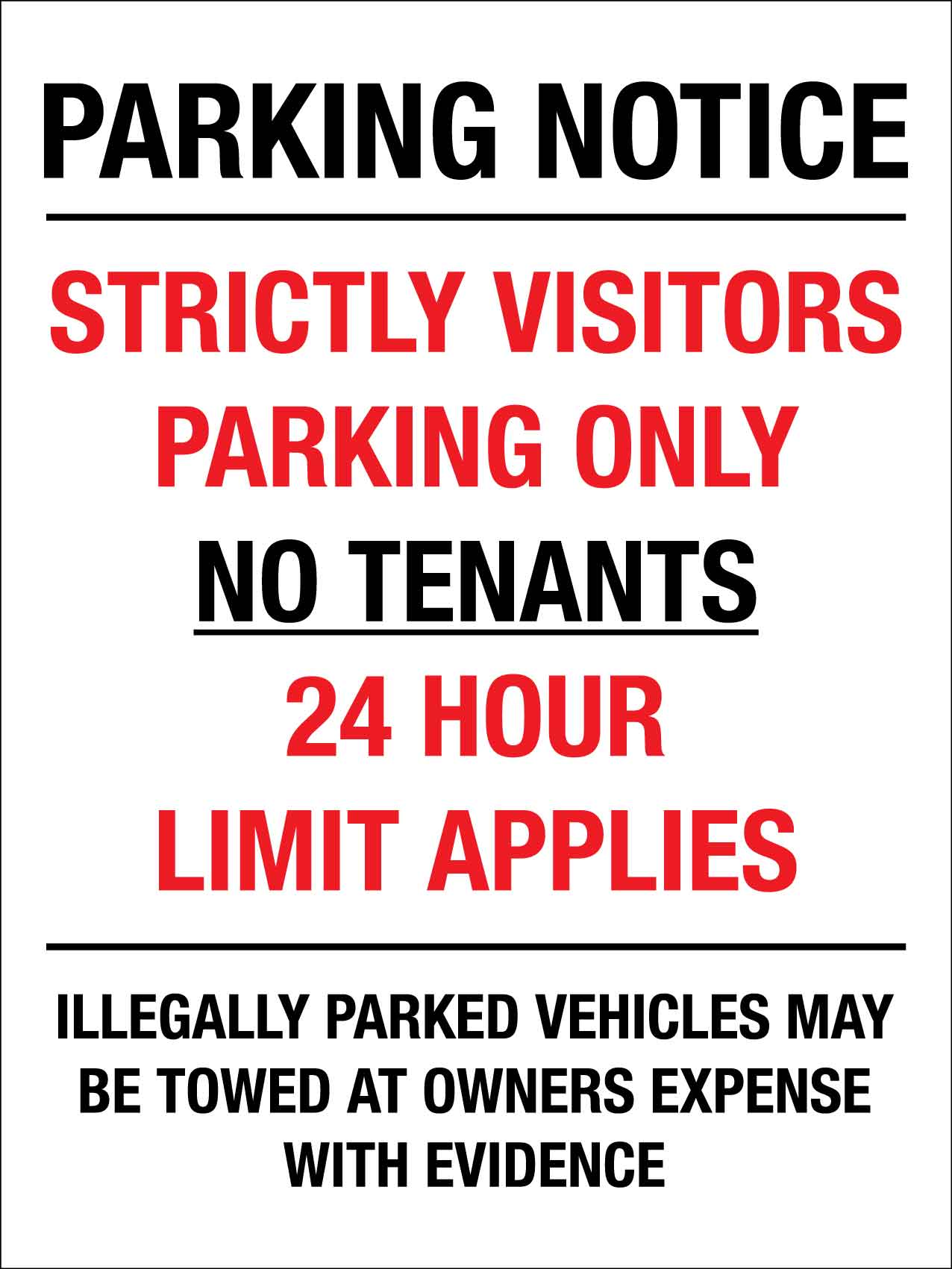 Parking Notice Strictly Visitors Parking Only Sign