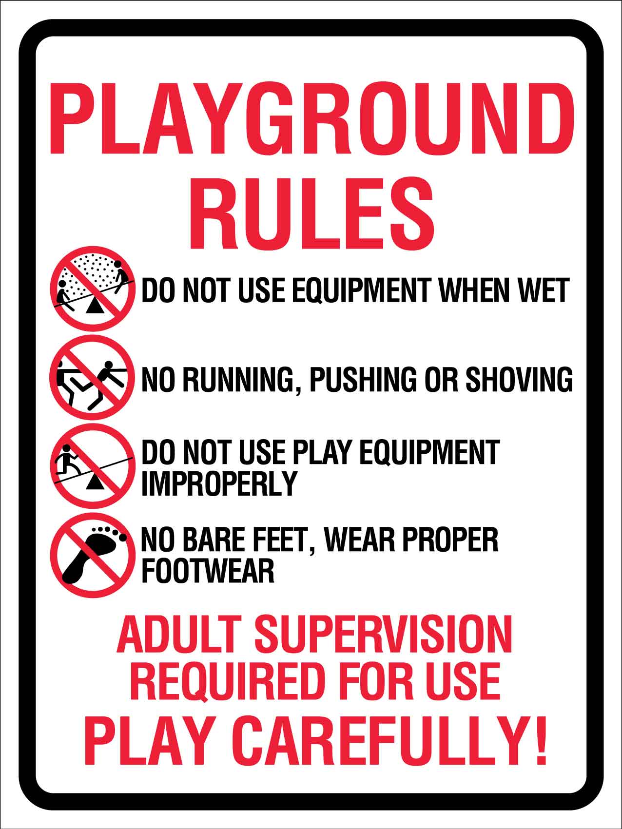 Playground Rules Symbols Sign