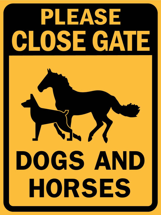 Please Close Gate Dogs and Horses Sign