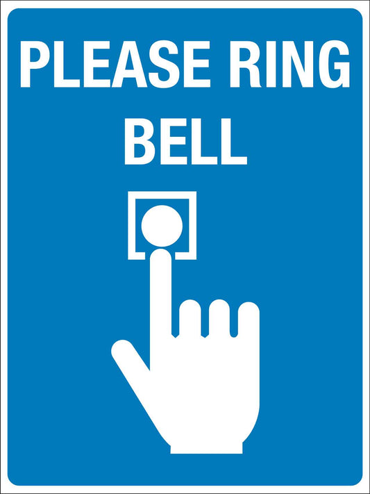 Please Ring Bell Blue Sign