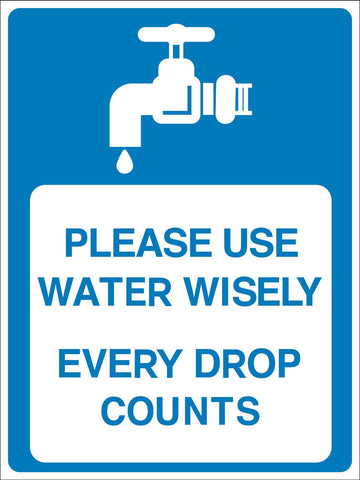 Please Use Water Wisely Every Drop Counts Sign New Signs