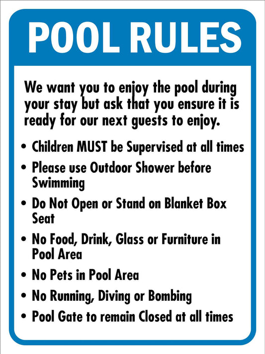 Pool Rules 4 Sign