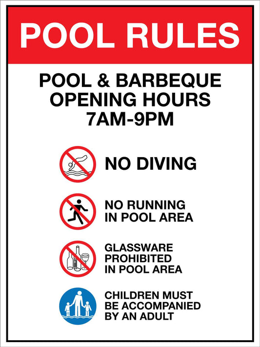 Pool Rules And Barbeque Sign