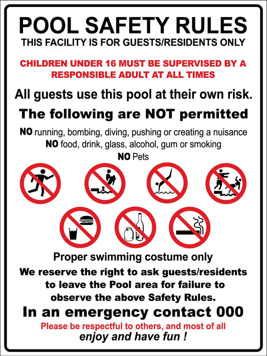 Pool Safety Rules Sign