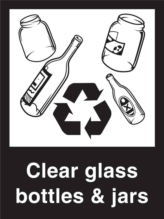 Recycle Clear Glass Bottles & Jars Sign