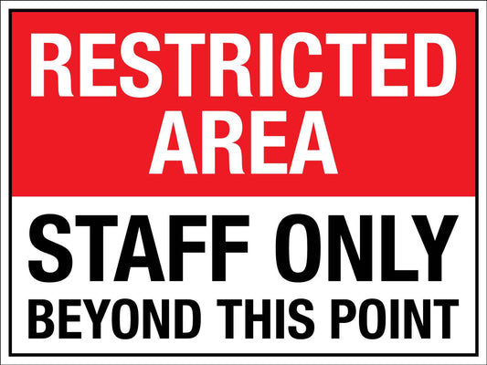 Restricted Area Staff Only Sign