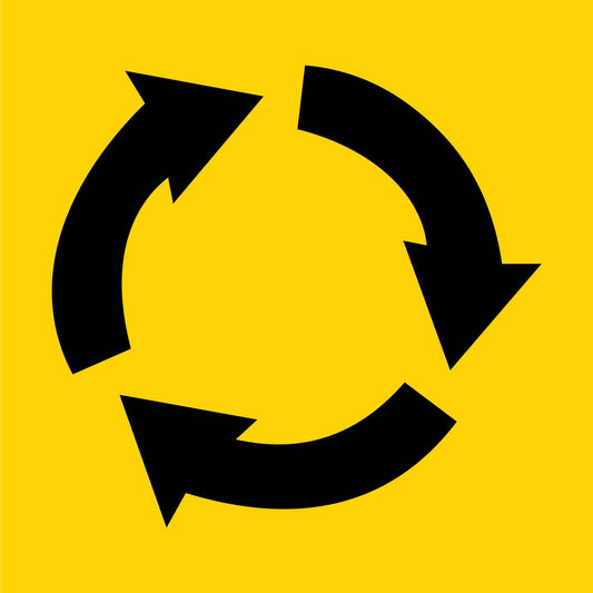 Roundabout Ahead Yellow Multi Message Traffic Sign