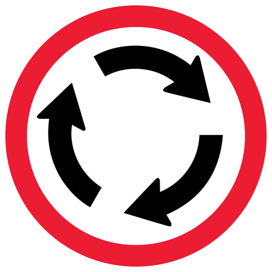 Roundabout Ahead Multi Message Traffic Sign